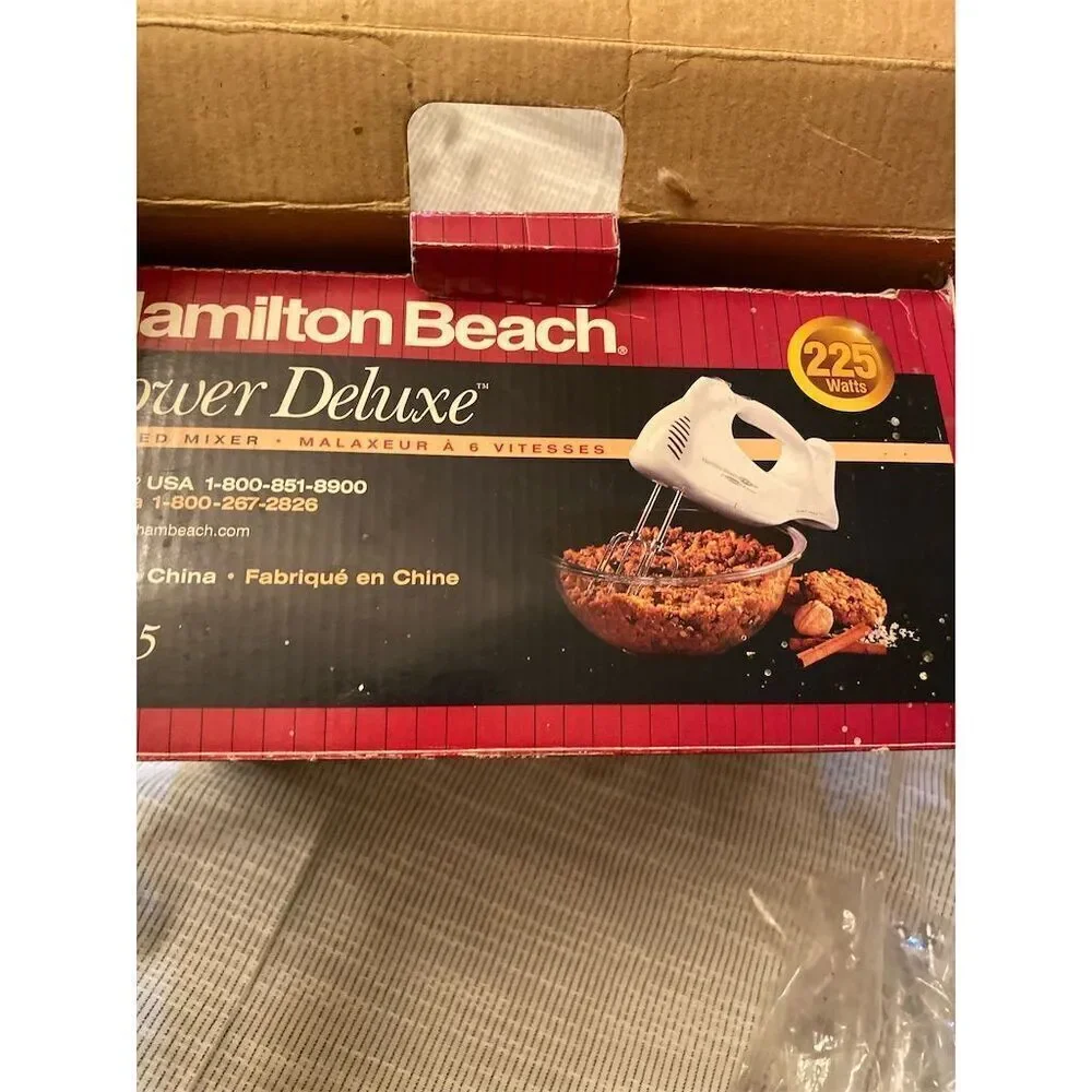 Hamilton Beach Power Deluxe Hand Mixer 6-Speed White with Attachments